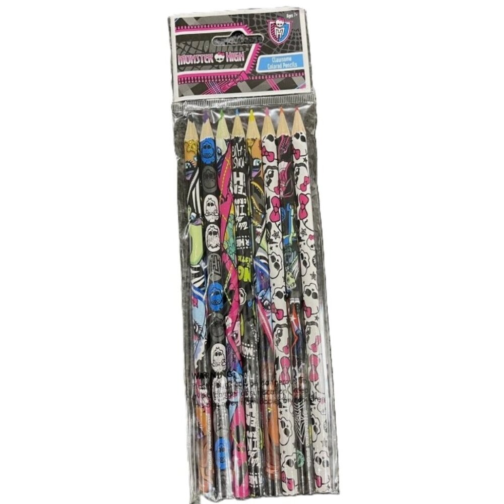 Monster High Colored Pencils 8 Pack Kids Art Drawing Supplies